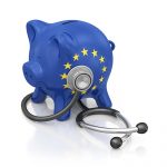 european union piggy bank and stethoscope