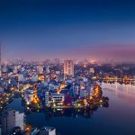 View over Hanoi at twilight.
